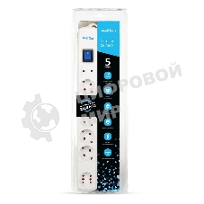 Сетевой фильтр Smartbuy (SBSP-50W-Pro) - 6 роз х 5,0 м - белый