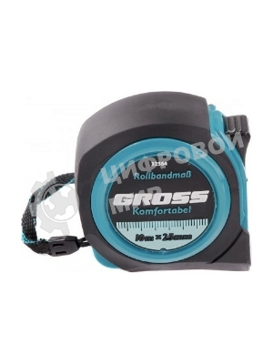 Рулетка Gross 32564 Komfortabel, 10 м х 25 мм обрезиненный корпус