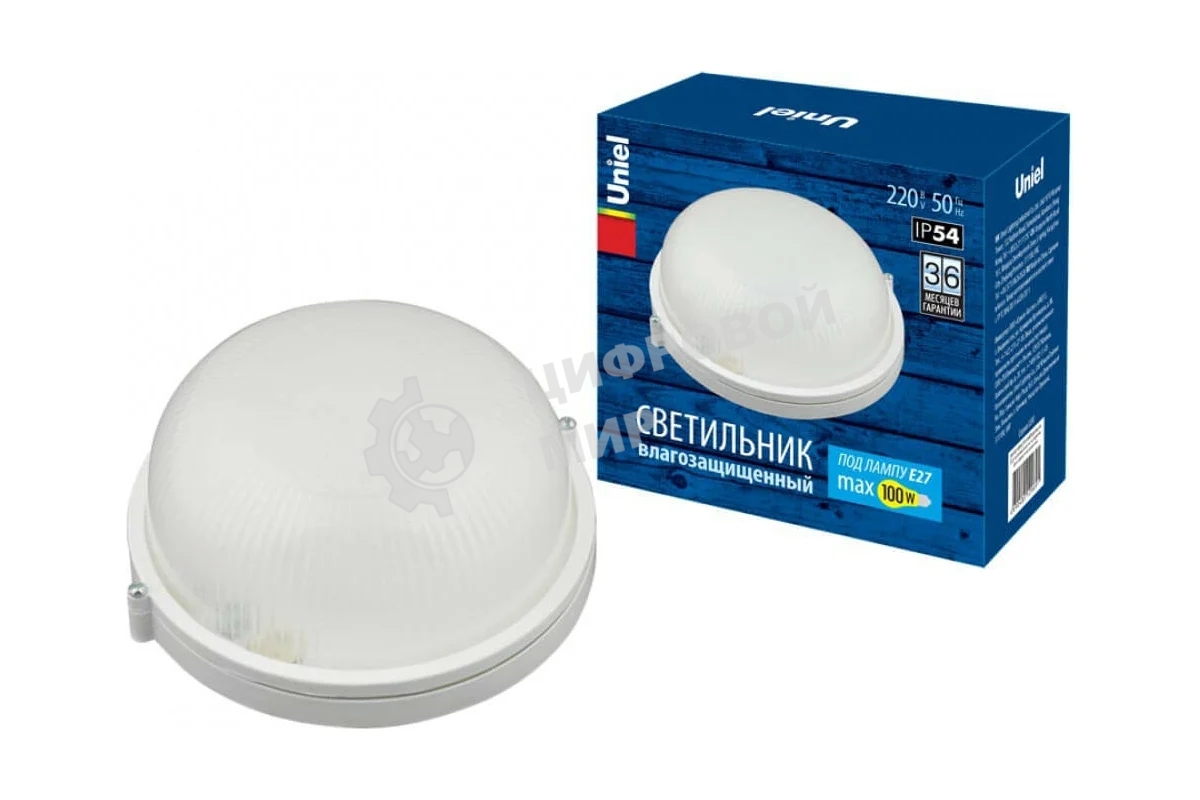 Светильник влагозащищенный UNIEL (UL-00006771) UWL-R01 100W/E27 IP54 WHITE Круг