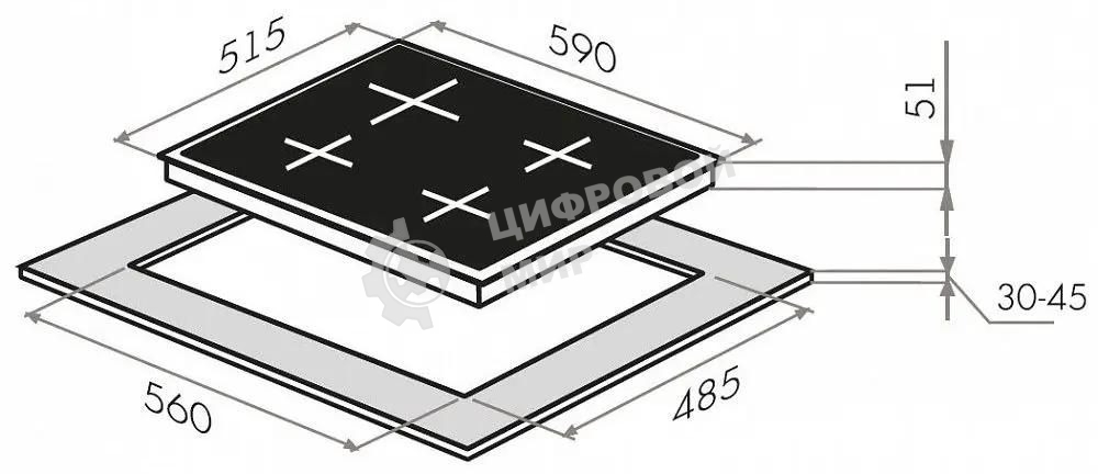 Газовая варочная панель Maunfeld EGHG.64.2CB/G, 4 конфорки, закаленное стекло, черный