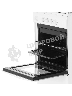 Плита газовая DeLuxe 5040.37 г (крышка) белый, конфорок 4 шт, духовка 43 л, 50 см x 85 см x 50 см