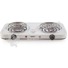 Плита настольная электрическая Centek CT-1509 белый, 2 кВт, ТЭН, конфорки - 2, эмаль, поворотные переключатели
