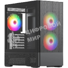Компьютерный корпус без блока питания Case HSPD M712, Mesh Mid Tower, Black, TG, 0.6 SPCC, no fans, E-ATX, ATX, mATX, mITX, 175/410/160мм, 2x2.5