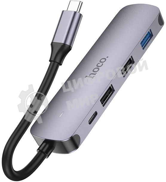 Разветвитель USB-C Hoco HB27 4порт. серый