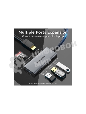 USB-концентратор Vention TOOHB, USB Type-C, USB/HDMI/SD/XD/CF/MS/TF,USB Type-C