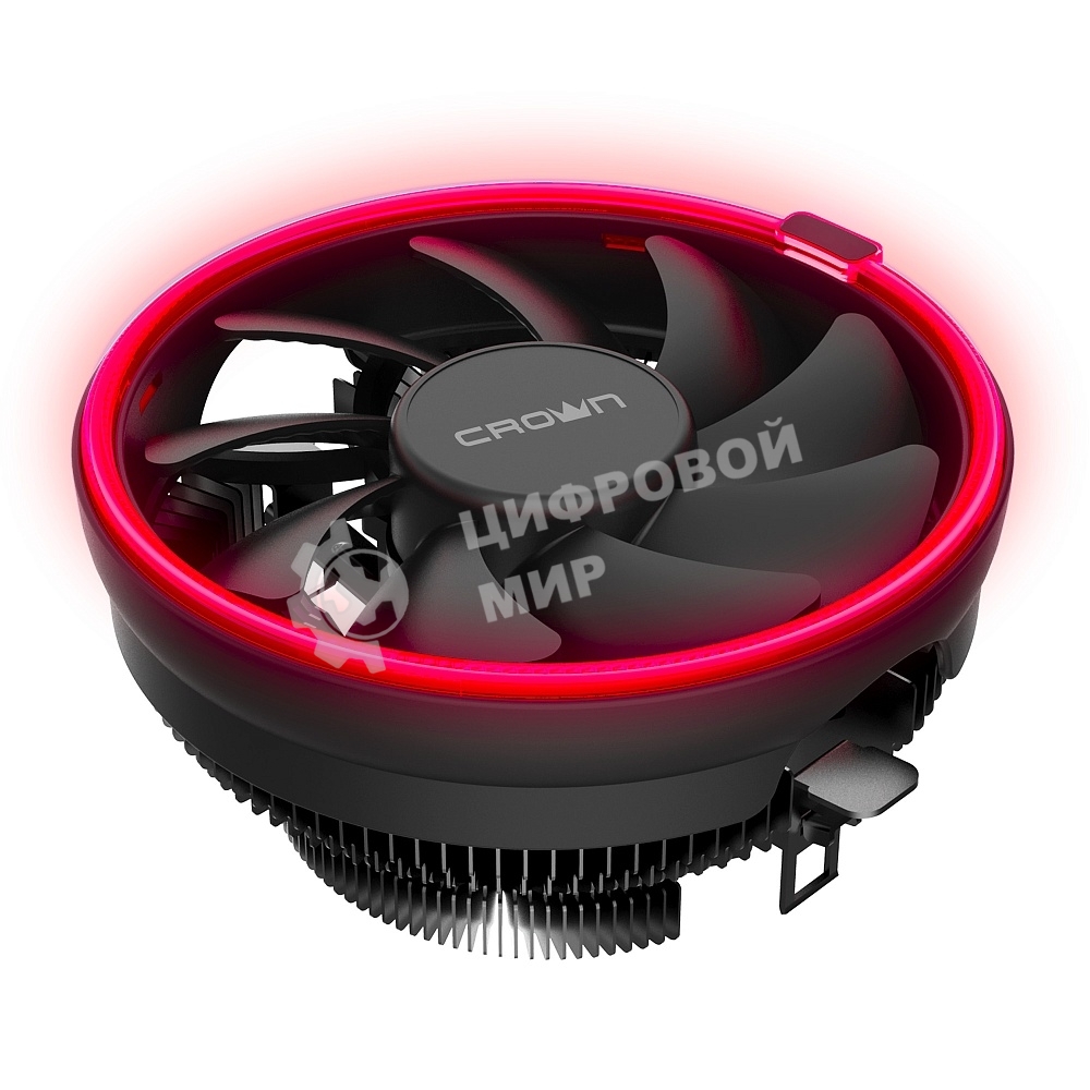 Кулер для процессора Crown CM-1150PWM RED v2 черный, 105 мм, алюминий, 1800 об/мин, 26.3 дБ, 4 pin, 115 Вт, 70 мм