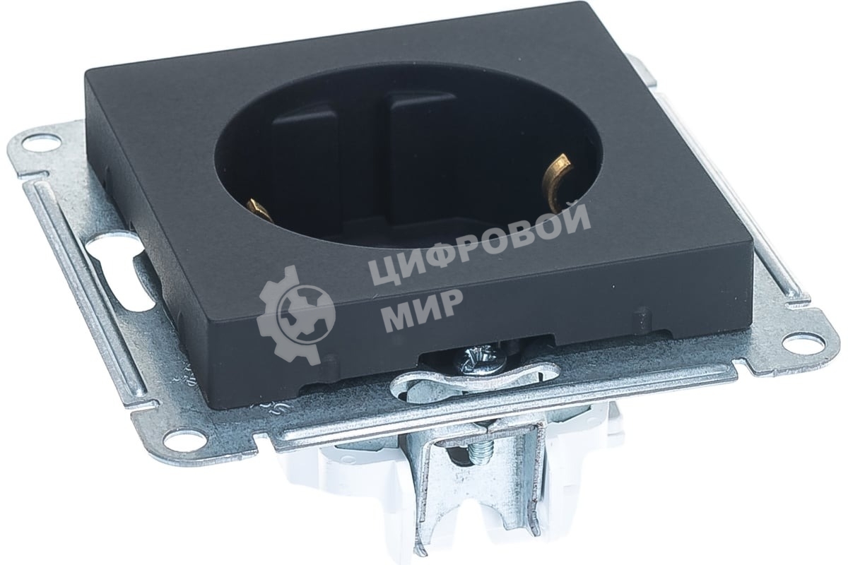 Механизм розетки 1-м СП AtlasDesign с заземл. 16А карбон SchE ATN001043