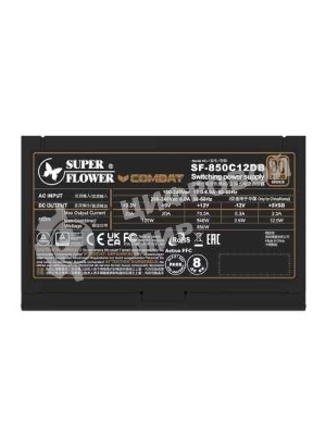 Блок питания 850Вт/Power Supply Super Flower Combat DB ATX 3.1, 850W, ATX, 120мм, 8xSATA, 4xPCI-E(6+2), 1xPCI-E 16, APFC, 80 PLUS Bronze, non-Modular