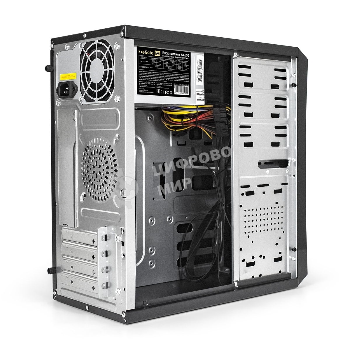Компьютерный корпус ExeGate EX284036RUS Minitower BA-204U Black, mATX, (AA450, 80мм), 2хUSB+2хUSB 3.0, Audio
