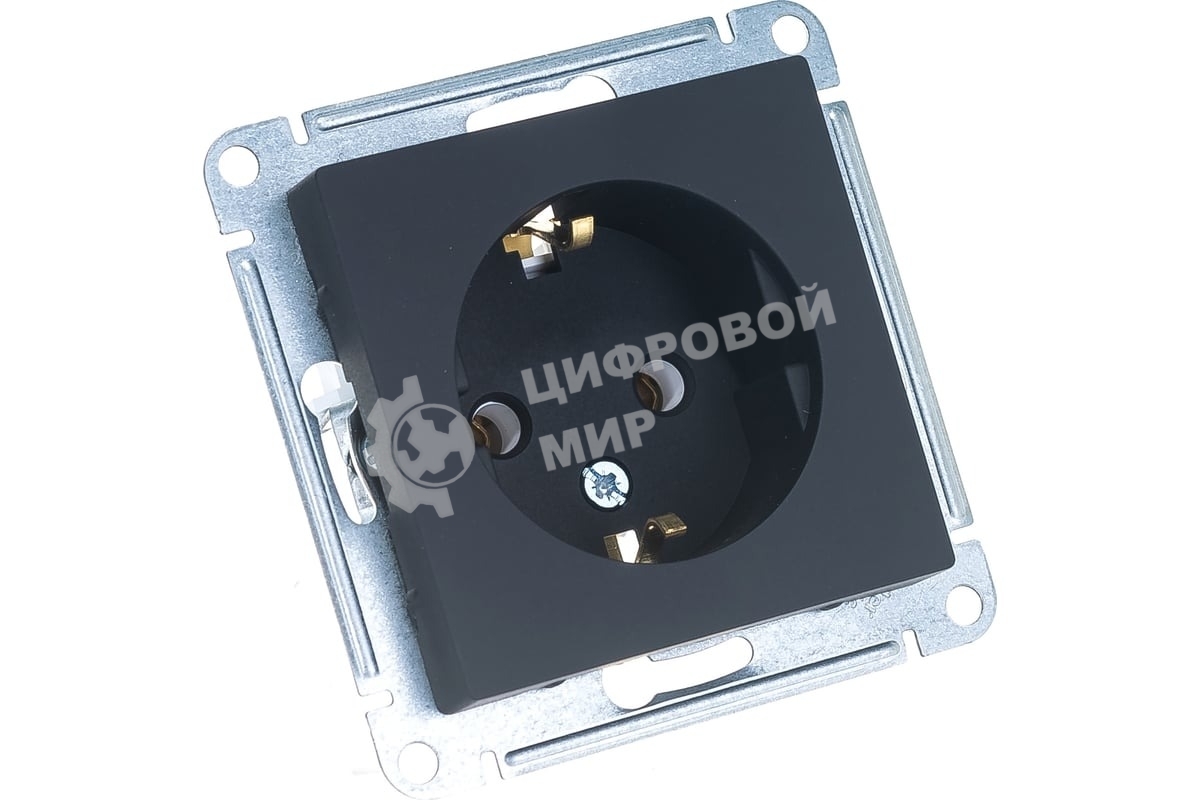 Механизм розетки 1-м СП AtlasDesign с заземл. 16А карбон SchE ATN001043