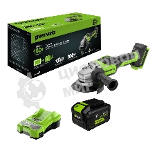 Углошлифовальная машина Greenworks GD24AG 758Вт 10500об/мин рез.шпин.:M14 d=125мм (3200207CUH)