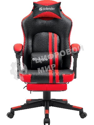 Кресло Defender DIABLO BLACK/RED черный/красный, экокожа, подставка для ног