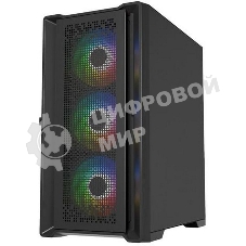 Компьютерный корпус Powercase ByteFlow Micro Black, Tempered Glass, 4х 120мм ARGb fans, ARGb HUB, черный, mATX (CAMBFB-A4)