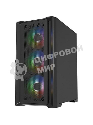 Компьютерный корпус Powercase ByteFlow Micro Black, Tempered Glass, 4х 120мм ARGb fans, ARGb HUB, черный, mATX (CAMBFB-A4)