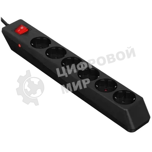 Сетевой фильтр Sven Optima 1,8 м (6 розеток с защитными шторками) черный, цветная коробка