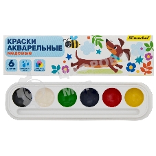 Краски акварельные Silwerhof 961139-06 Веселые друзья, медовые, 6 цветов, без кисти, картонная коробка