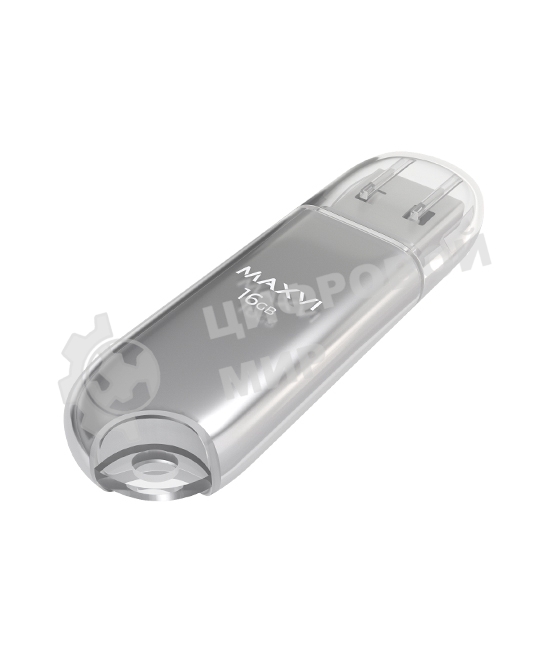 Флешка USB Maxvi P1 (FD16GBUSB20C10P1 silver), 16GB, USB 2.0, R/W 12/5, серебристый