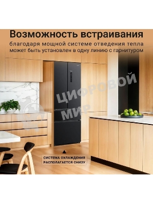 Холодильник Tesler RFD-427BI графит глянцевый двухкамерный 250/142л морозилка сбоку, No Frost, Side by Side