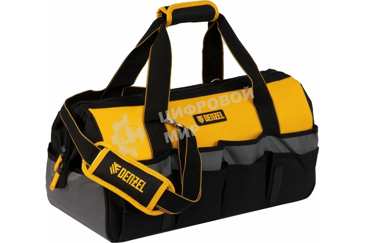 Сумка для инструмента Denzel 500х245х300 мм, 20 карман., съемный органайз. 10 карман., наплеч. рем.