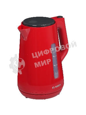Электрочайник Bosch TWK1M124 красный, 1.7 л, 2400 Вт, скрытый нагревательный элемент