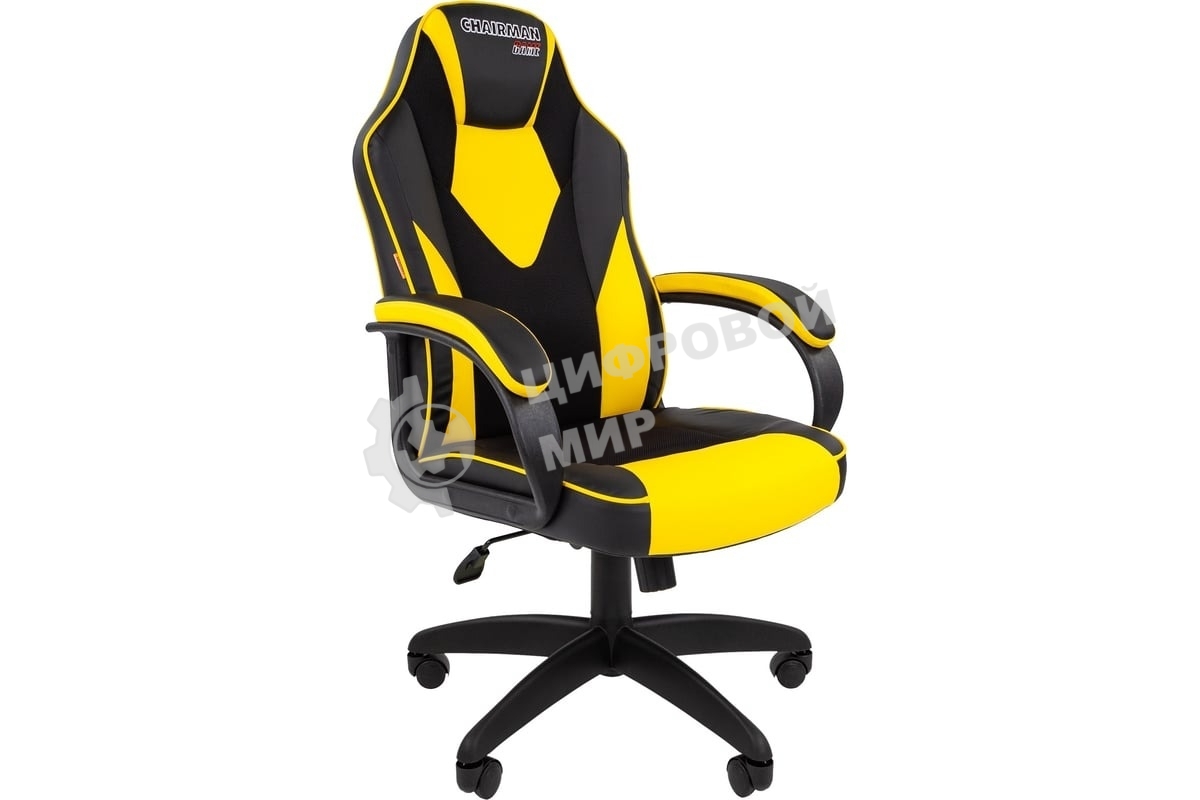 Кресло игровое Chairman game 17 экопремиум, черный/желтый