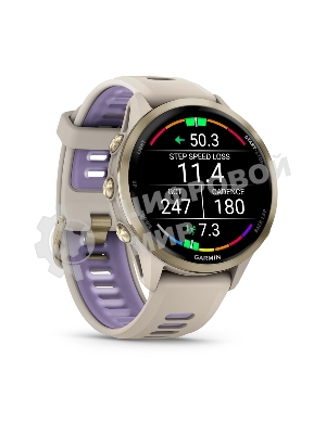 Умные часы Garmin Forerunner 970 золотистый титановый безель, серо-фиолетовый ремешок 47мм