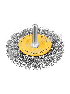 Щетка для дрели Denzel 75 мм, плоская, со шпилькой, нержавеющая витая проволока