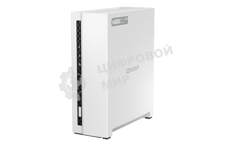 Сетевое хранилище SMB QNAP TS-133 NAS 1 HDD tray. ARM 4-core Cortex-A55 1.8GHz, ram 2 Gb (max), 1x1GbE, 1xUSB 2.0 port,1xUSB 3.2 Gen 1