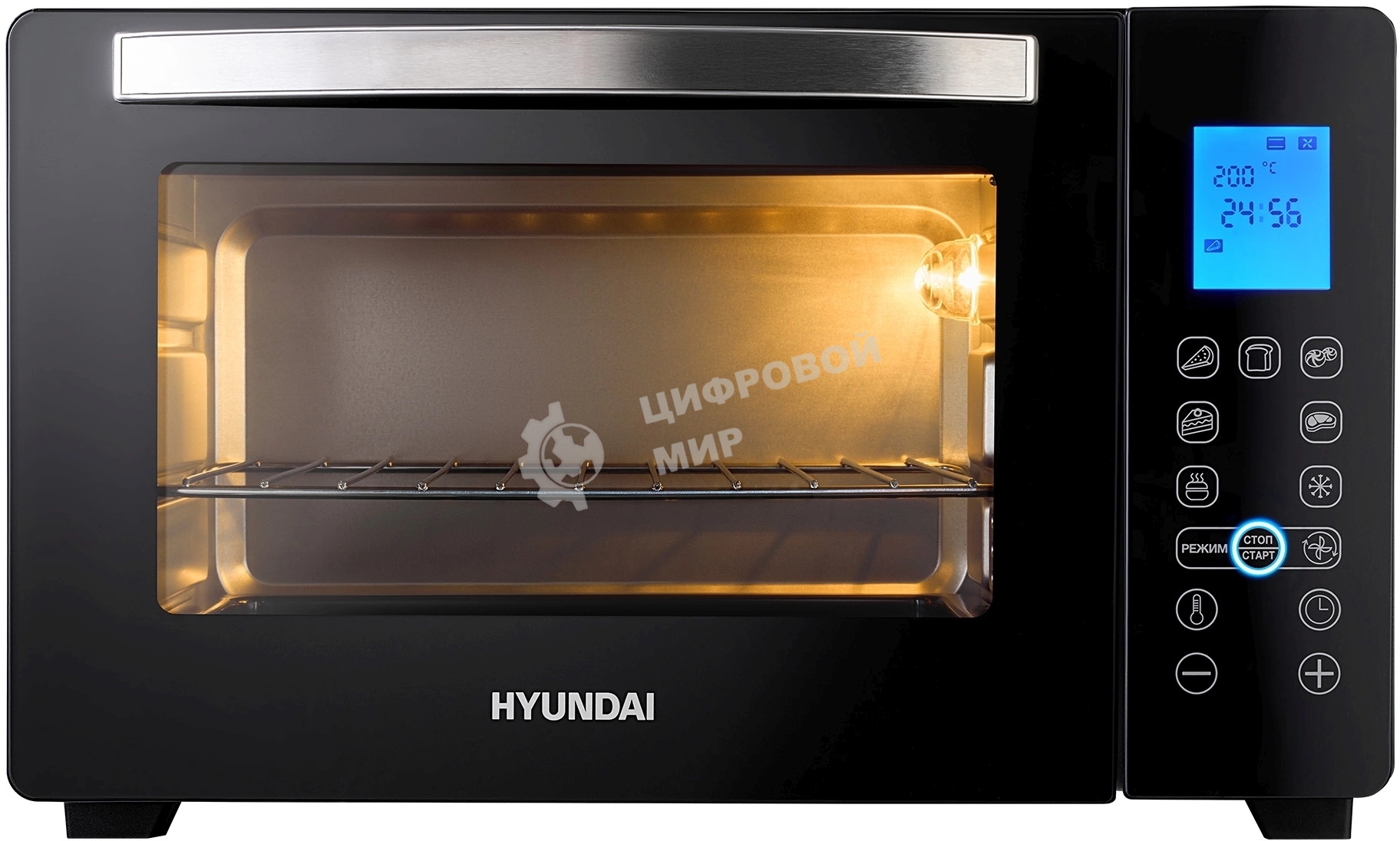 Мини-печь Hyundai MIO-HY096 28 л, 1600 Вт, черный