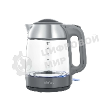 Чайник электрический Kitfort КТ-6762 3 л, 2000 Вт, серый/серебристый корпус: стекло/металл/пластик