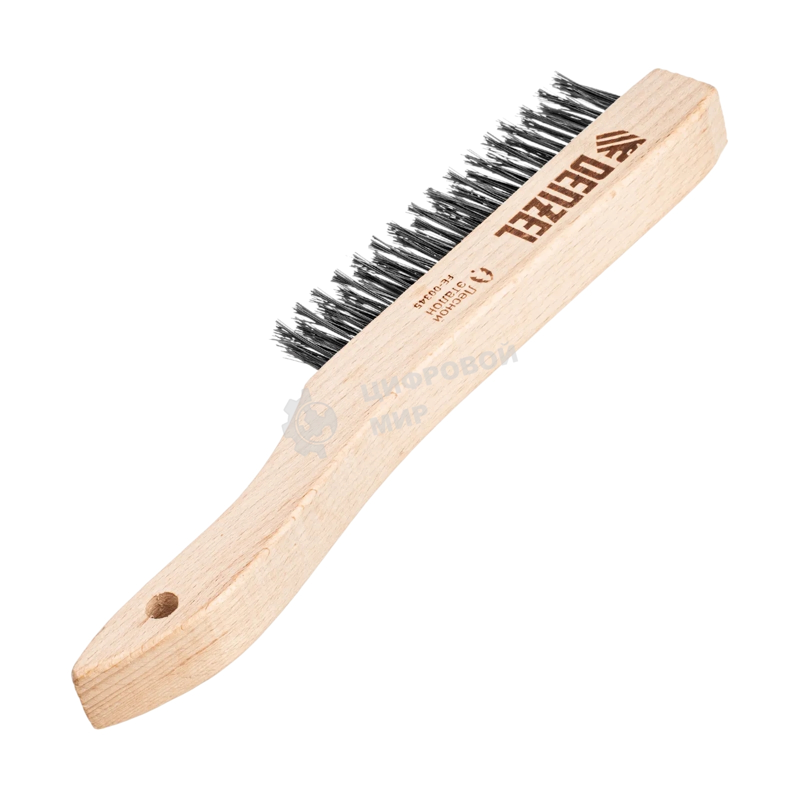 Щетка зачистная Denzel 3-х рядная, прямая проволока из нержавеющей стали с деревянной ручкой, EFP