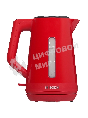 Электрочайник Bosch TWK1M124 красный, 1.7 л, 2400 Вт, скрытый нагревательный элемент