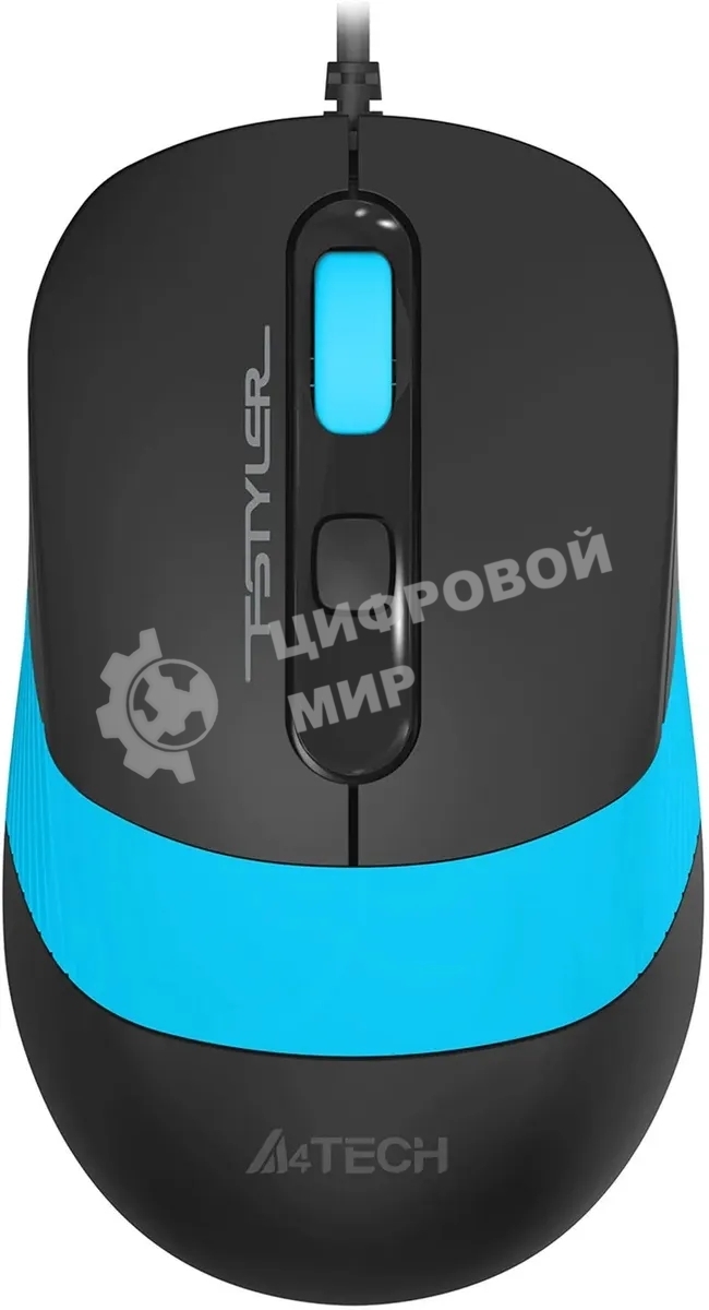 Мышь проводная A4Tech Fstyler FM10S черный/голубой, 1600 dpi, USB, кнопки - 4
