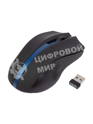 Мышь беспроводная HIPER HOMW-074 черный/синий, 1000 dpi, радиоканал, USB, кнопки - 3