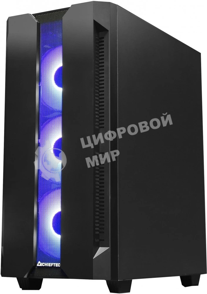 Компьютерный корпус CHIEFTEC HUNTER GS-01B-OP без БП, боковая панель из закаленного стекла, 3xARGB LED 120мм вентилятора спереди, 1xARGB LED 120мм вентилятор сзади, черный, ATX