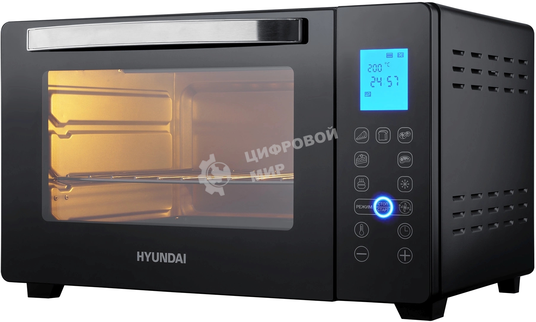 Мини-печь Hyundai MIO-HY096 28 л, 1600 Вт, черный