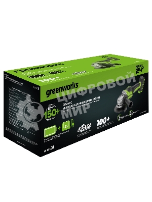 Углошлифовальная машина Greenworks GD24AG 758Вт 10500об/мин рез.шпин.:M14 d=125мм (3200207CUH)