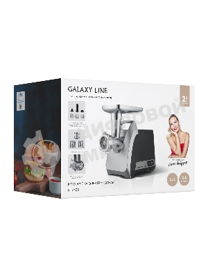 Мясорубка электрическая Galaxy Line GL 2423 черный, 2200 Вт, 2.6 кг/мин, реверс, защита от перегрузки, насадки - 6