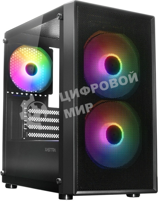 Компьютерный корпус XASTRA A305M 3FRGb Black mATX/Mesh/ tempered glass / 2x140мм + 1x120мм FRGb fans/ A305M-2FC14F-1FC12F