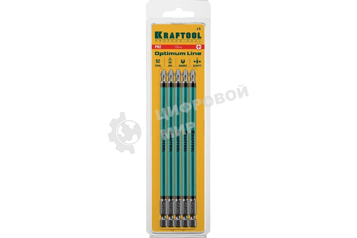 Биты KRAFTOOL Optimum Line, PH2, 150 мм, тип хвостовика E 1/4