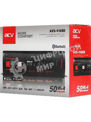 Автомагнитола ACV AVS-918BR, 1 DIN, Bluetooth, USB Type-A, AUX
