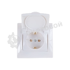 Розетка 1-м СП Кварта 16А РСб10-3-КБ с защ. крышкой с заземл. IP20 белый IEK ERK15-K01-16-DM