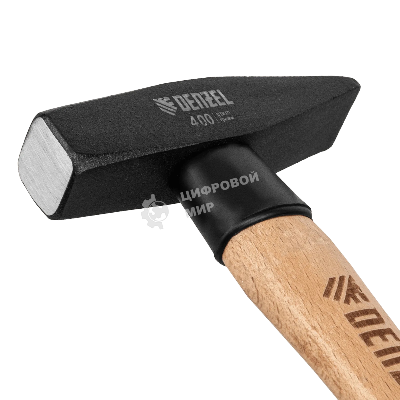 Молоток слесарный Denzel 400 г, кованый квадратный боек, буковая рукоятка