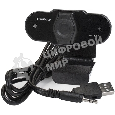 Веб-камера ExeGate BlackView C525 HD 1280x720, 30 кадр/с, USB Type-A, микрофон (шумоподавление), шторка приватности, универсальное крепление
