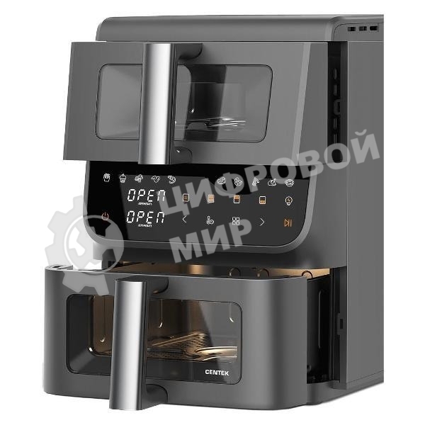 Аэрогриль Centek CT-3107 серый, 2800 Вт, 10 л, сенсор, 10 программ