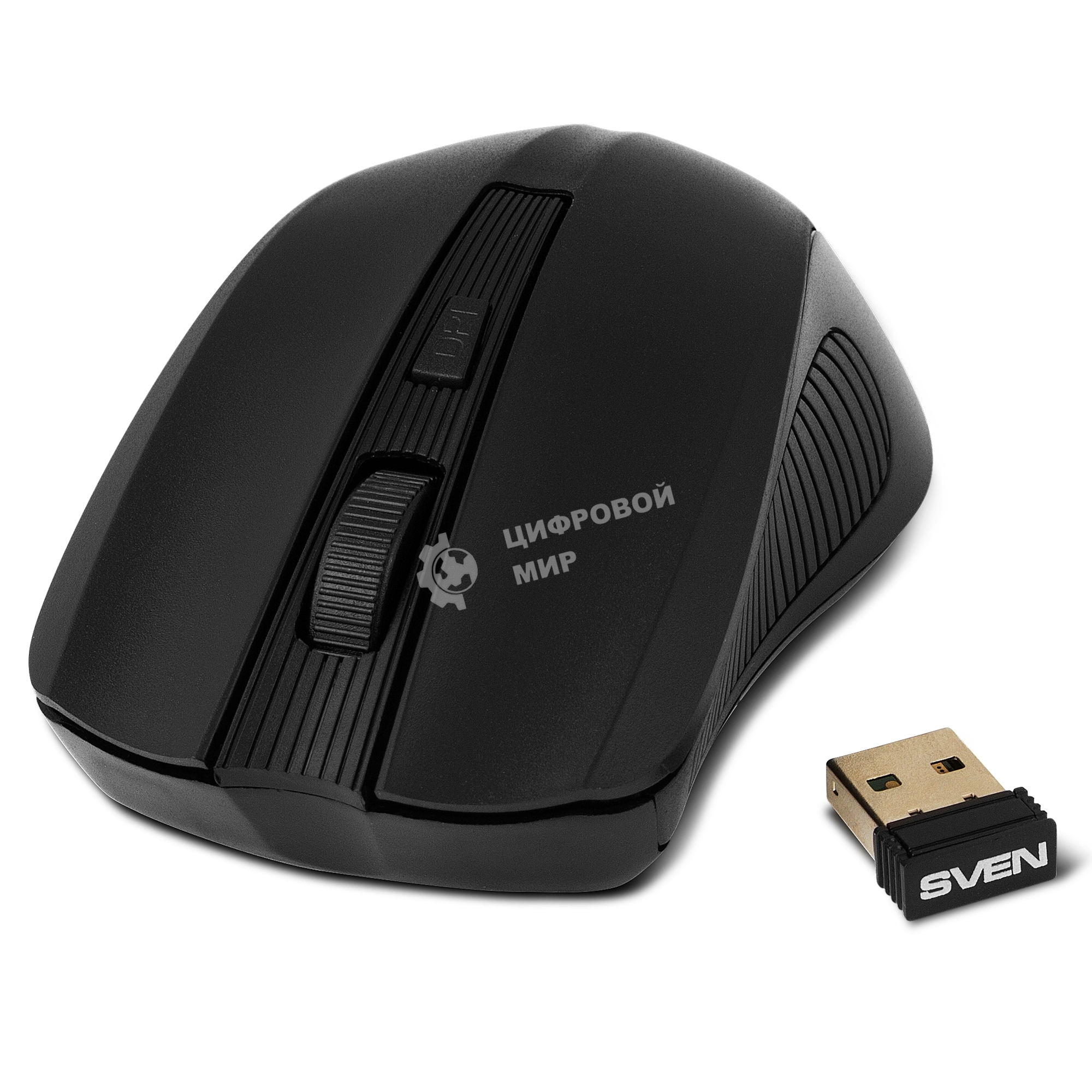 Мышь беспроводная SVEN RX-400W черный, 1400 dpi, радиоканал, USB, кнопки - 4