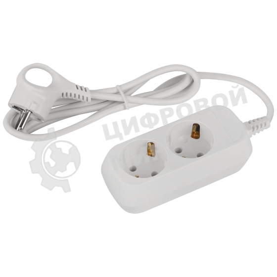 Удлинитель электрический ЭРА UDL-10-215-E Greenline 2 розетки с заземлением 1,5м ПВС 3x0.75мм2