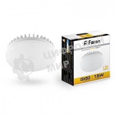 Лампа светодиодная Feron LB-454 15Вт GX53 теплый таблетка