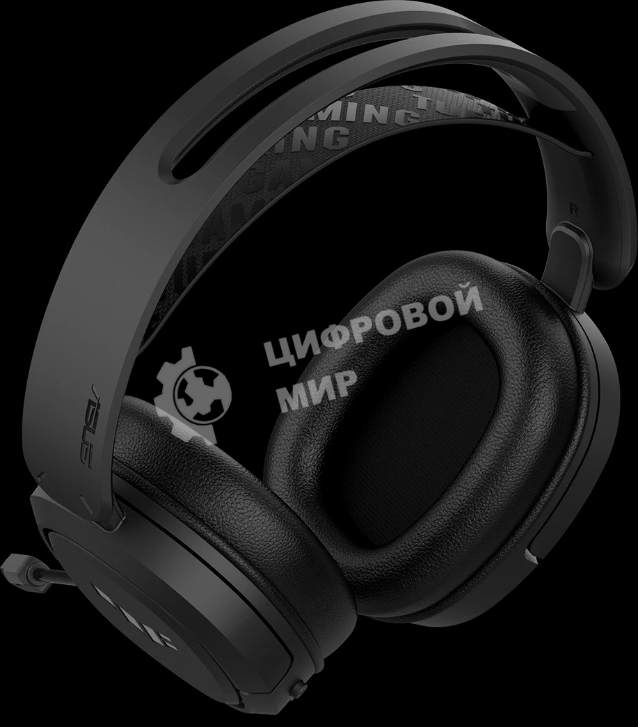 Игровые наушники ASUS TUF Gaming H1 WL черные (2.4 ГГц, 7.1 виртуально, 40мм, неодимовые магниты, 32 Ом, 20~20000 Гц, микрофон, USB-C, PC, Mac, PS4, Nintendo Switch, Xbox One, 90YH0391-B3UA00)