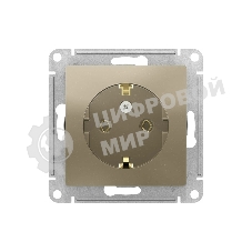 Механизм розетки 1-м СП AtlasDesign с заземл. 16А шампань SchE ATN000543